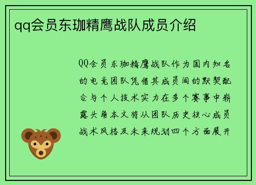 qq会员东珈精鹰战队成员介绍