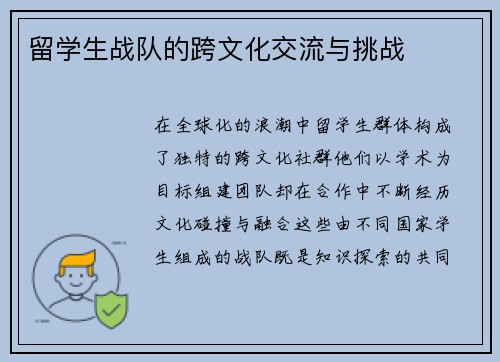 留学生战队的跨文化交流与挑战